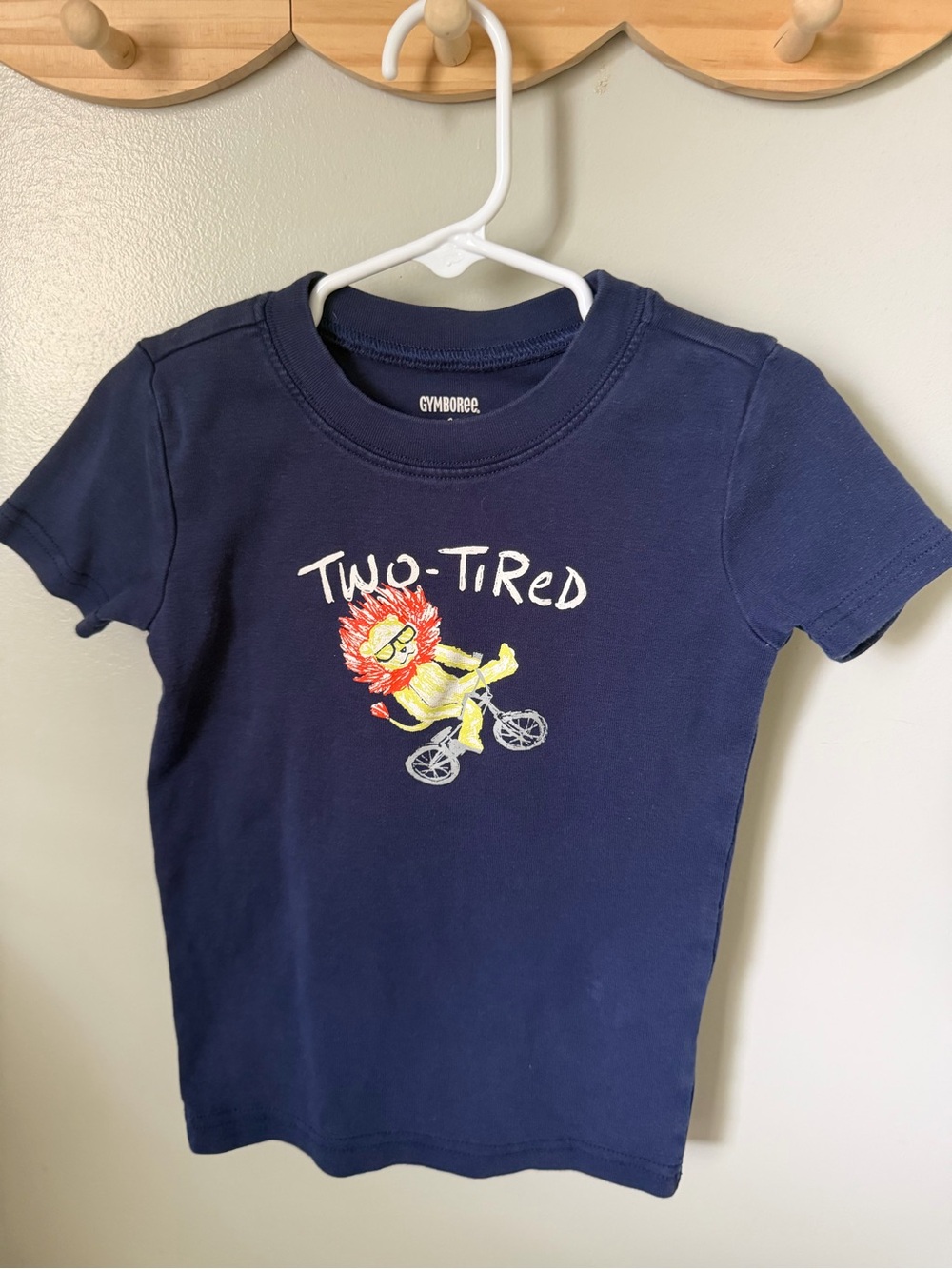 Gymboree Boys 6 Navy Lion Graphic Print Biking Crew Neck Cotton Knit T-Shirt